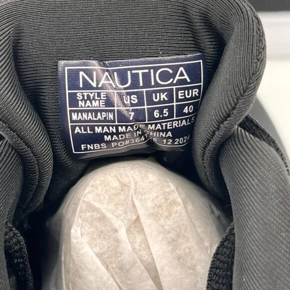 Nautica Manalapin Athletic Sneakers Size 7 Black White Lace-Up Mesh - Picture 11 of 12